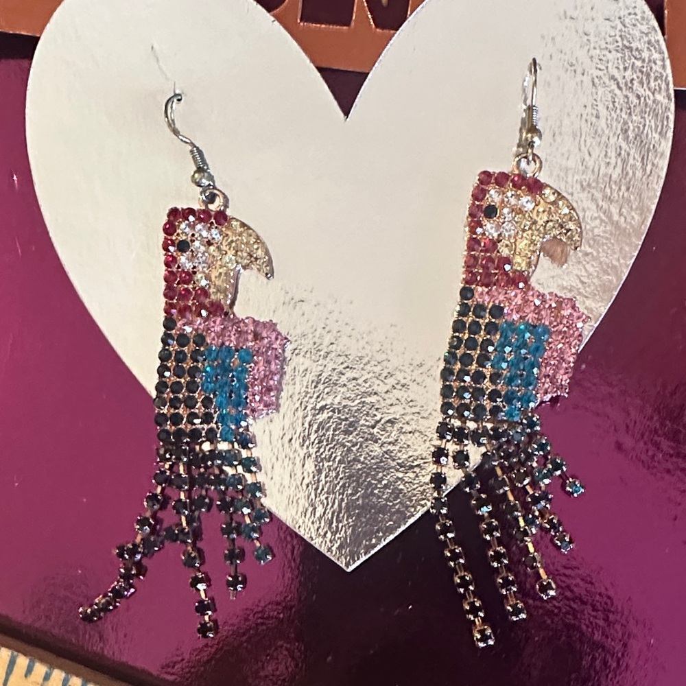 Vibrant crystal Parrot Dangle Earrings